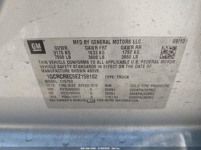 1GCRCREC5EZ158102 Chevrolet l83 - vvt, afm (active fuel management), aluminum