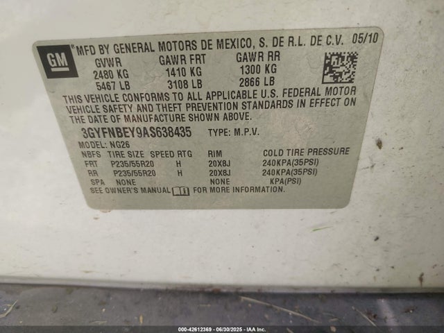 2010 CADILLAC SRX 3GYFNBEY9AS638435 Photo 8