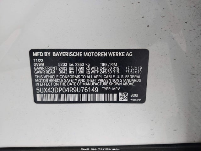 5UX43DP04R9U76149 BMW 2024