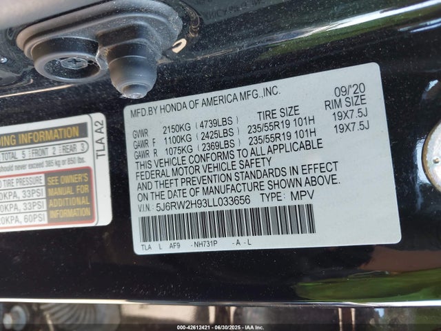 Honda l15be 2020 5J6RW2H93LL033656 Image 9
