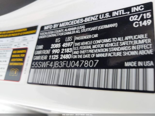 2015 MERCEDES-BENZ C 300 55SWF4JB3FU047807 Photo 8