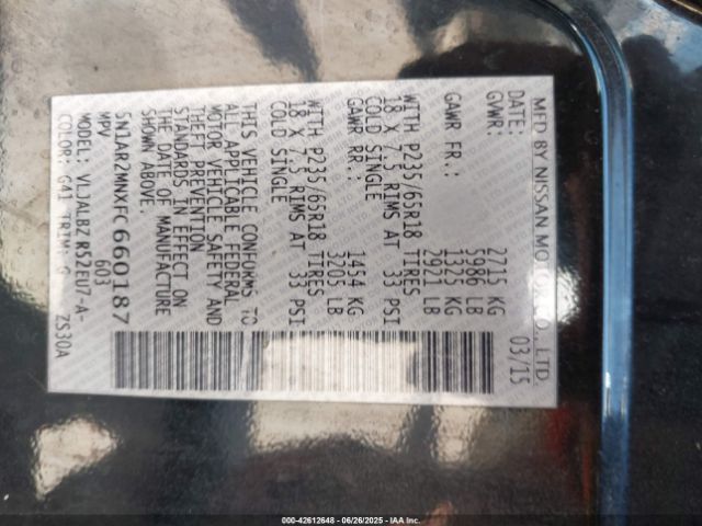 5N1AR2MNXFC660187 Nissan 2015
