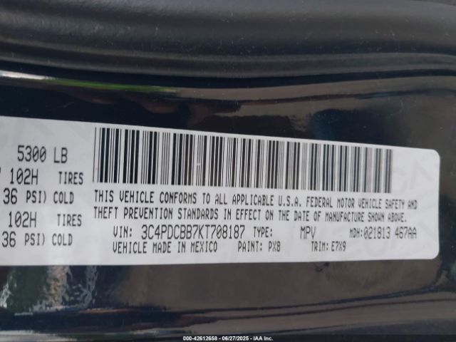 2019 DODGE JOURNEY 3C4PDCBB7KT708187 Photo 8