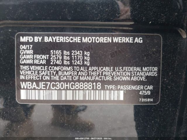 2017 BMW 540I WBAJE7C30HG888818 Photo 8