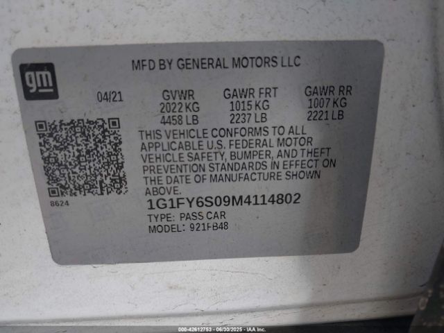 2021 CHEVROLET BOLT EV 1G1FY6S09M4114802 Photo 8