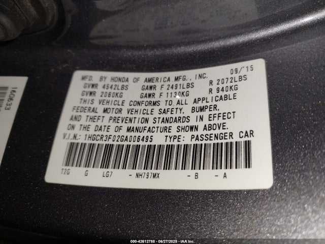 1HGCR3F02GA006495 Honda j35y1