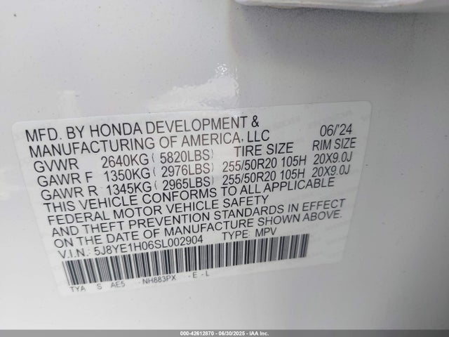 5J8YE1H06SL002904 Acura j35y5