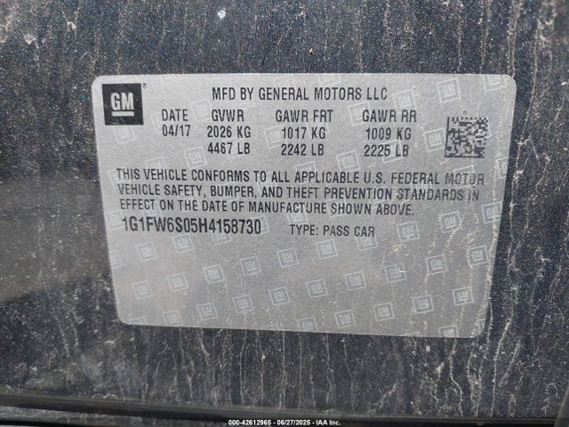 1G1FW6S05H4158730 Chevrolet 2017