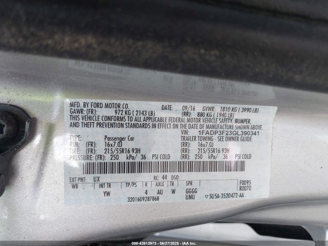 Ford 2016 2016 1FADP3F23GL390341 Image 9