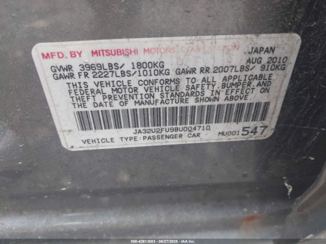 2011 MITSUBISHI LANCER JA32U2FU9BU004710 Photo 8