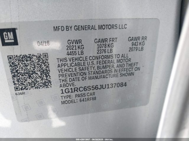 2018 CHEVROLET VOLT 1G1RC6S56JU137084 Photo 8