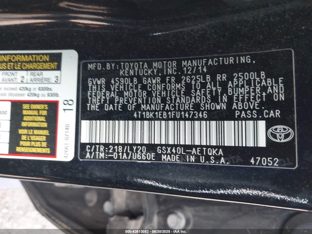 4T1BK1EB1FU147346 Toyota 2gr-fe