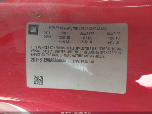 2010 CHEVROLET CAMARO 2G1FB1EV0A9209835 Photo 8
