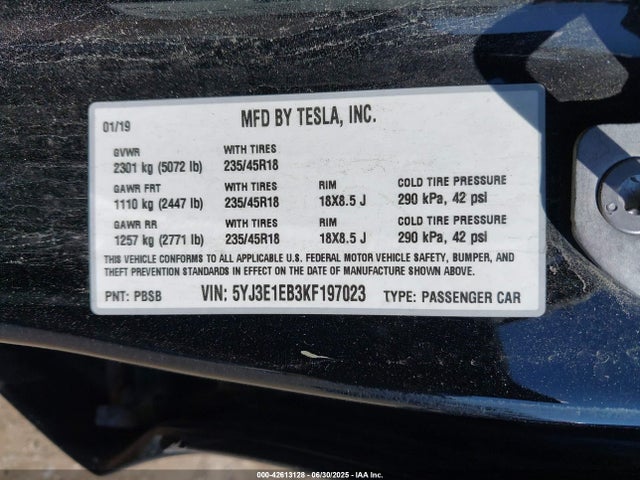 2019 TESLA MODEL 3 5YJ3E1EB3KF197023 Photo 8