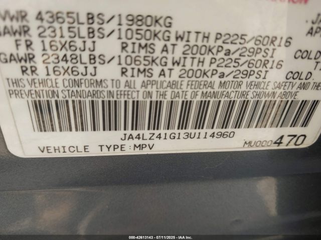 2003 MITSUBISHI OUTLANDER JA4LZ41G13U114960 Photo 8