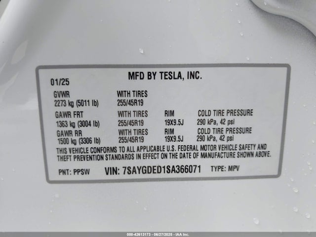 2025 TESLA MODEL Y 7SAYGDED1SA366071 Photo 8