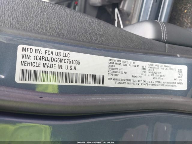 2021 DODGE DURANGO 1C4RDJDG6MC751035 Photo 8