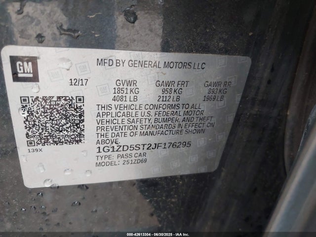 1G1ZD5ST2JF176295 Chevrolet lfv - direct injection, variable valve timing, gen 1