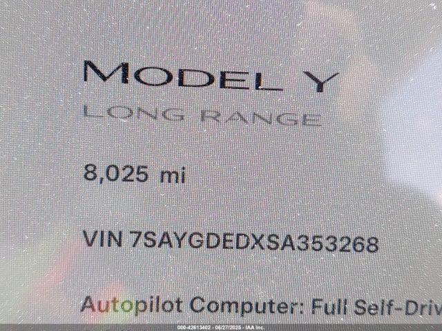 7SAYGDEDXSA353268 Tesla 2025