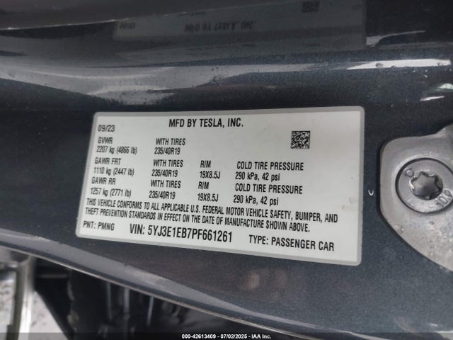 2023 TESLA MODEL 3 5YJ3E1EB7PF661261 Photo 8