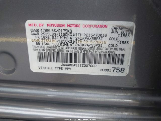 2014 MITSUBISHI OUTLANDER JA4AD2A31EZ007002 Photo 8