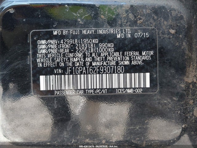 JF1GPAT62F9307180 Subaru 2.0l na