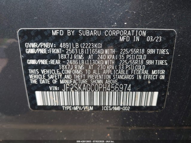 Subaru na u5 2023 JF2SKAGC0PH456974 Image 9