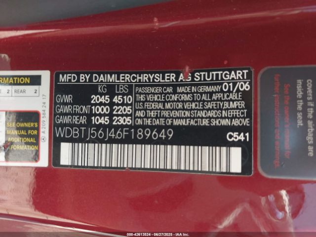 2006 MERCEDES-BENZ CLK 350 WDBTJ56J46F189649 Photo 8