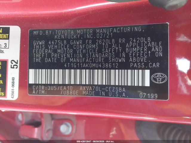4T1G11AK0MU438612 Toyota a25a-fks