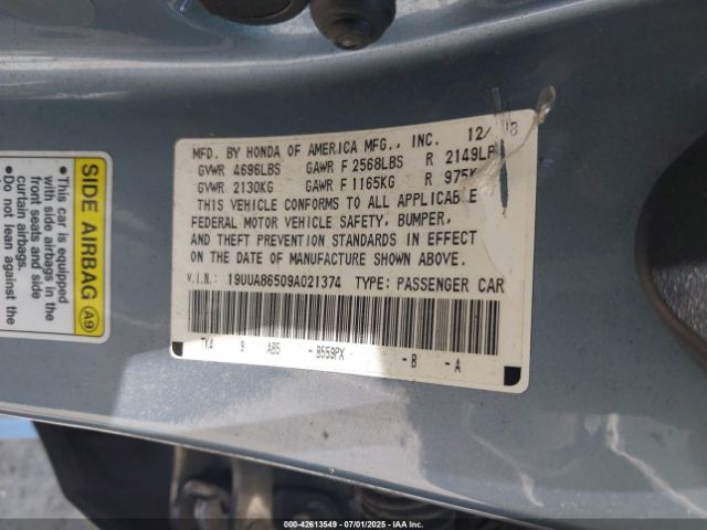 2009 ACURA TL 19UUA86509A021374 Photo 8