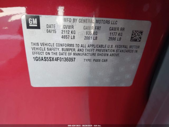 1G6AS5SX4F0136097 Cadillac ltg