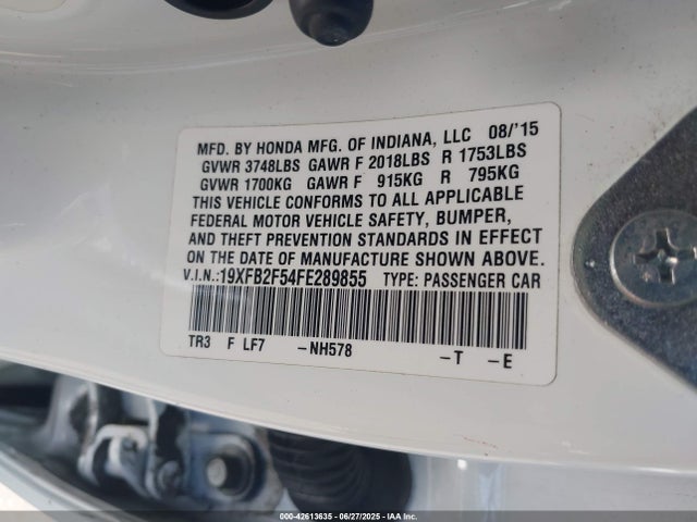 Honda r18z1 2015 19XFB2F54FE289855 Image 9