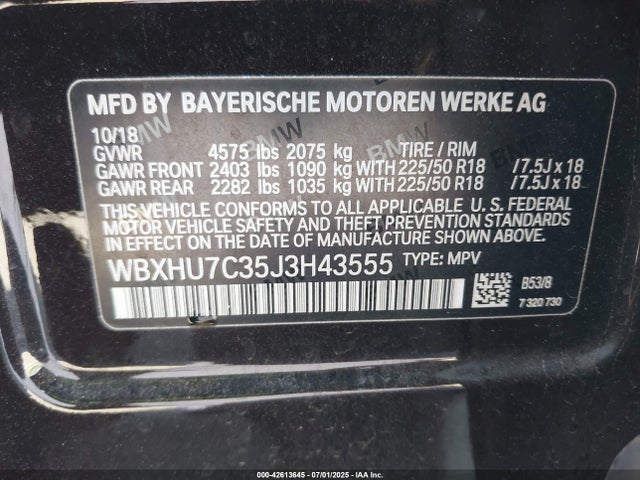 WBXHU7C35J3H43555 BMW X1