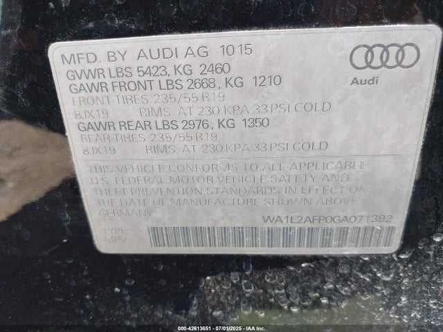 2016 AUDI Q5 WA1L2AFP0GA071392 Photo 8