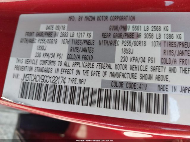 2016 MAZDA CX-9 JM3TCACY9G0122174 Photo 8