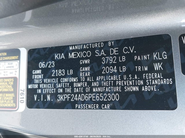 3KPF24AD6PE652300 KIA mpi nu