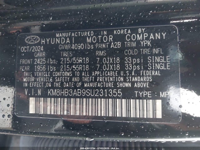 KM8HB3AB9SU231355 Hyundai mpi nu pe