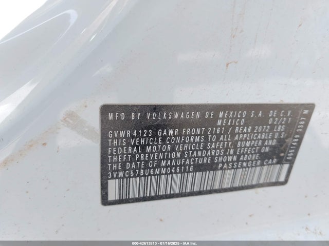 3VWC57BU6MM046116 Volkswagen tsi