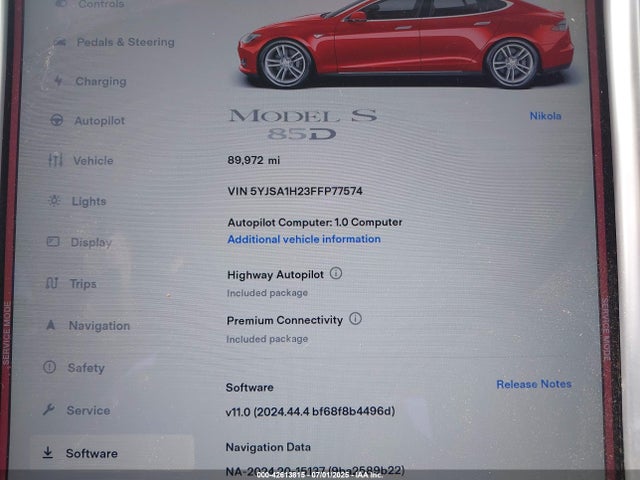 2015 TESLA MODEL S 5YJSA1H23FFP77574 Photo 6