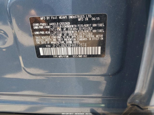 Subaru 2.5na u5 2015 JF2SJADC0FH822874 Image 9