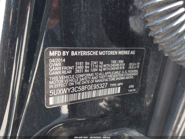 2015 BMW X3 5UXWY3C58F0E95327 Photo 8