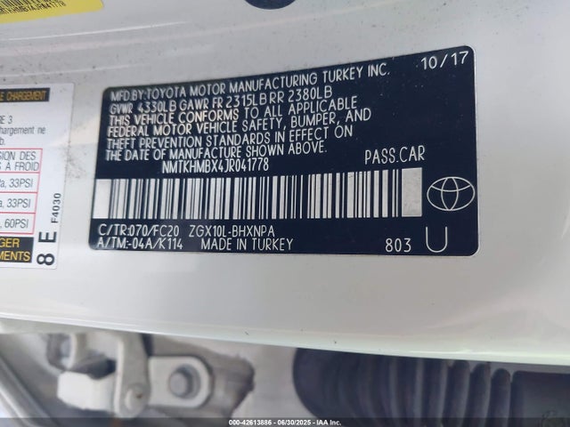 NMTKHMBX4JR041778 Toyota 3zr-fae