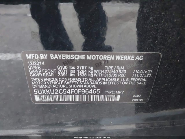 Продажа на аукционе авто 2015 Bmw X6, vin: 5UXKU2C54F0F96465, номер лота: 42614057