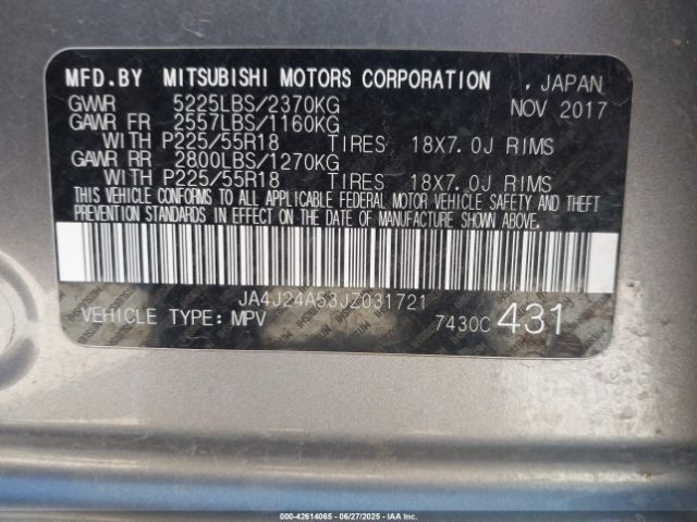 2018 MITSUBISHI OUTLANDER PHEV JA4J24A53JZ031721 Photo 8