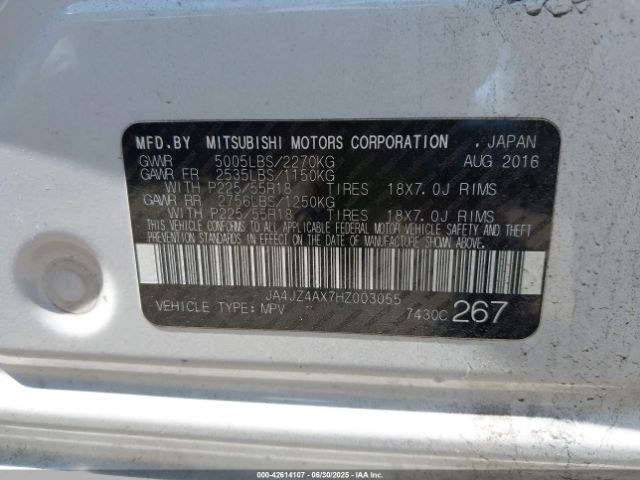 2017 MITSUBISHI OUTLANDER JA4JZ4AX7HZ003055 Photo 8