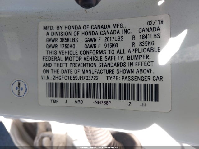 2HGFC1E59JH703722 Honda l15b7