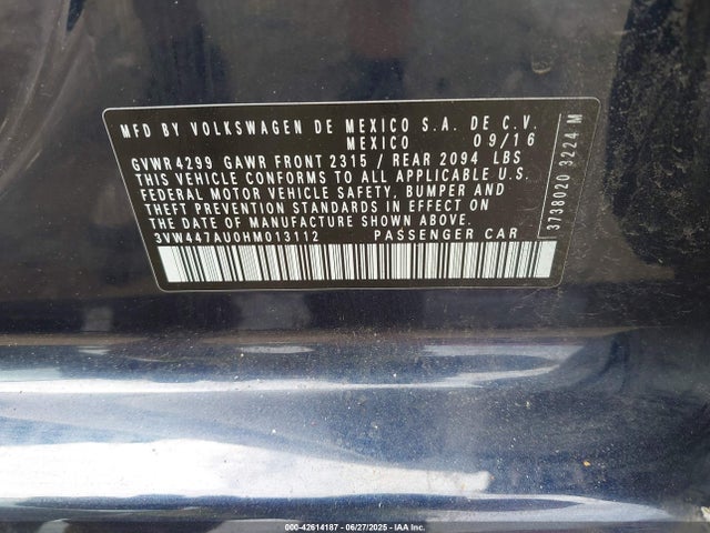 3VW447AU0HM013112 Volkswagen 2.0 tsi