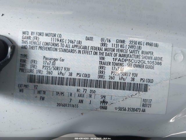 Ford 2016 2016 1FADP5CU2GL105386 Image 9