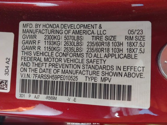 Honda lfc3 2023 7FARS5H59PE010525 Image 9
