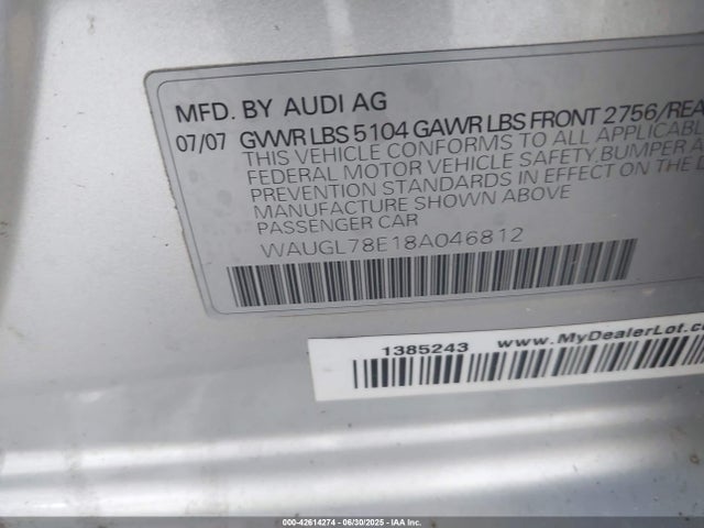 2008 AUDI S4 WAUGL78E18A046812 Photo 8
